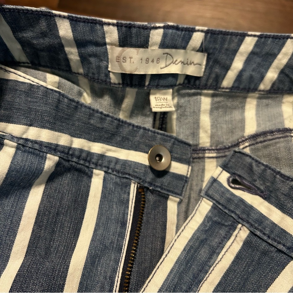 Cato Midi‎ Skirt 18W Denim Like Blue White Pockets - Picture 6 of 9